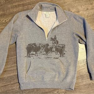 Ariat Women's Gray Sweatshirt with Cowboy Print